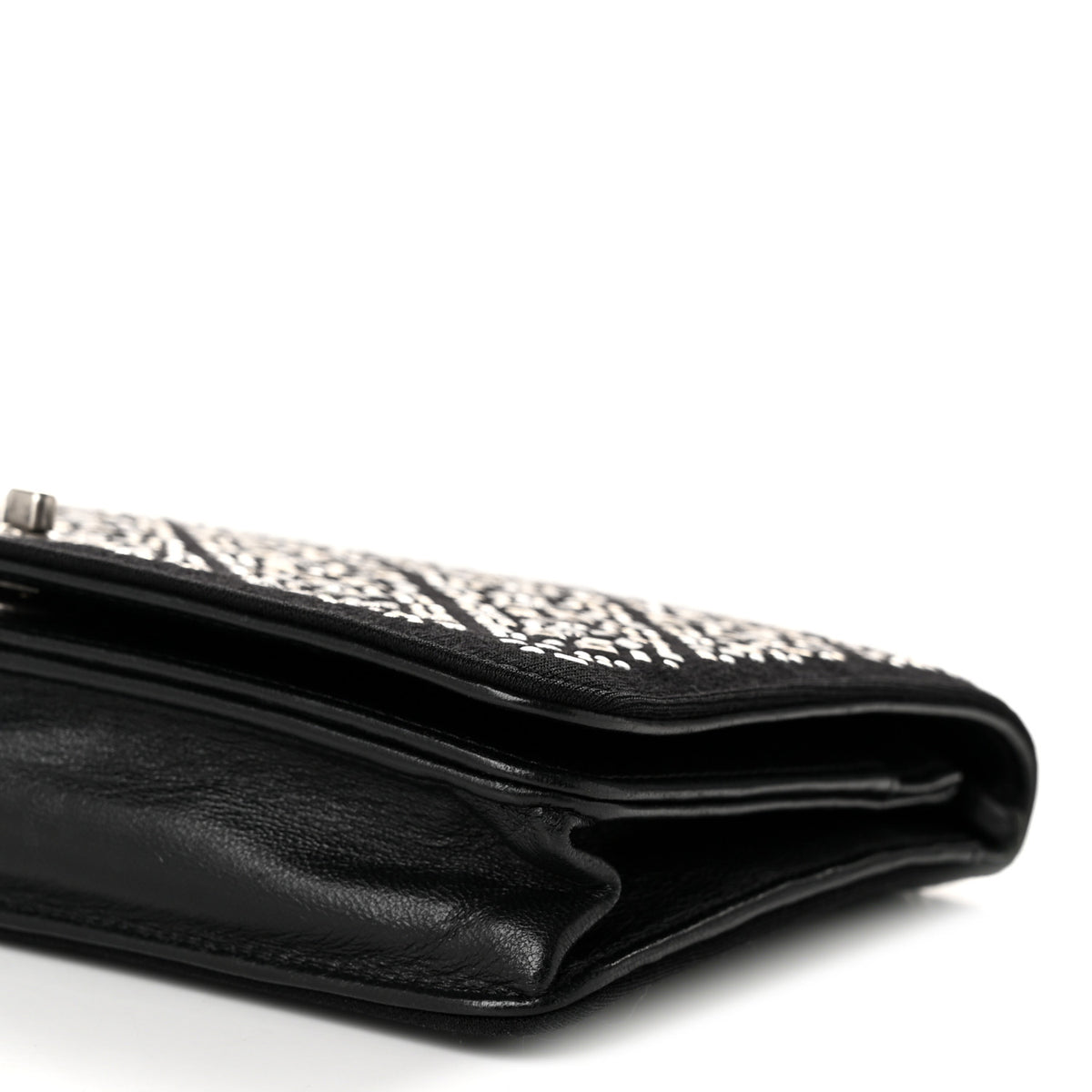 Chanel Lambskin Embellished Quilted Wallet On Chain WOC Black 10 of 10