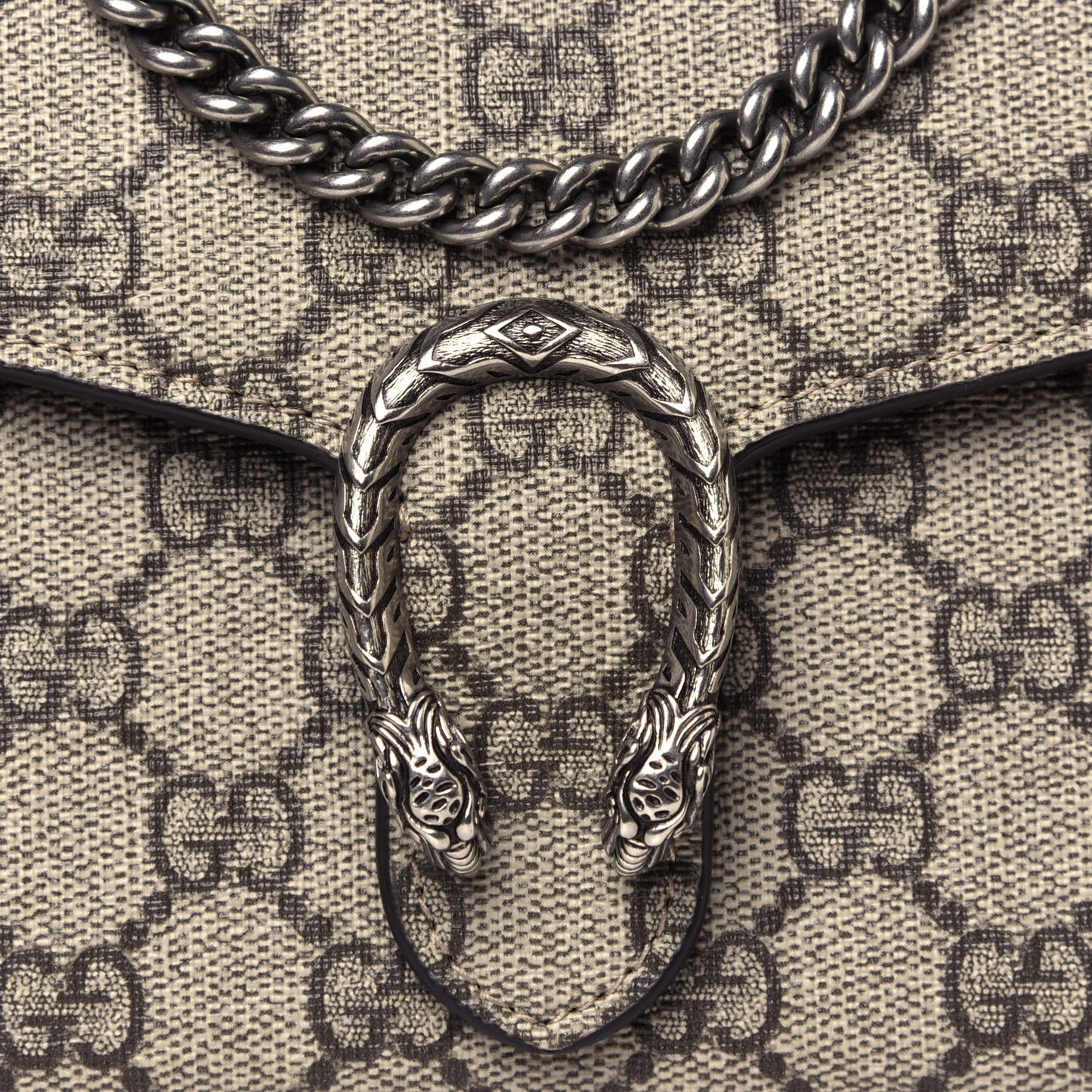 GG Supreme Monogram Mini Dionysus Chain Wallet Beige Taupe