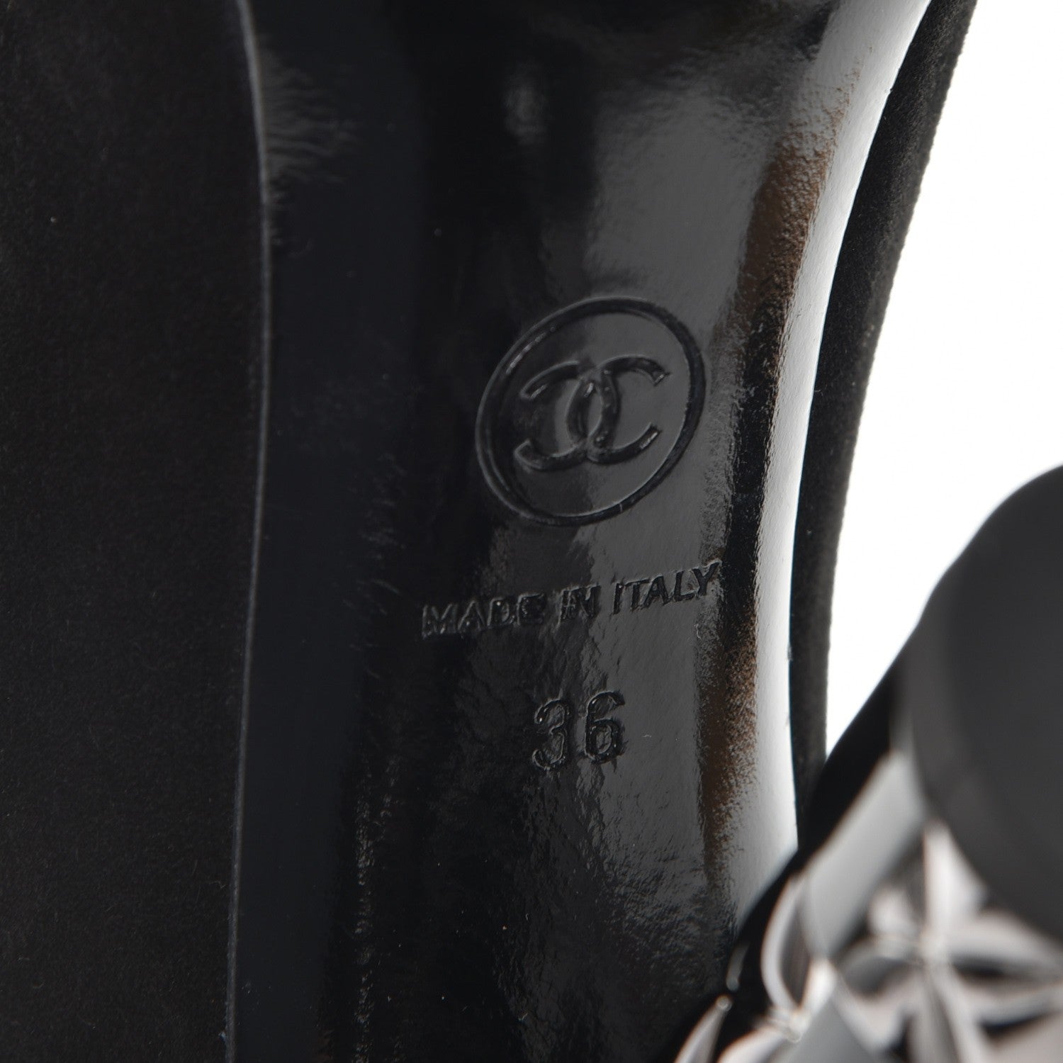 Chanel Suede Calfskin CC Pumps 36 Black 7 of 10