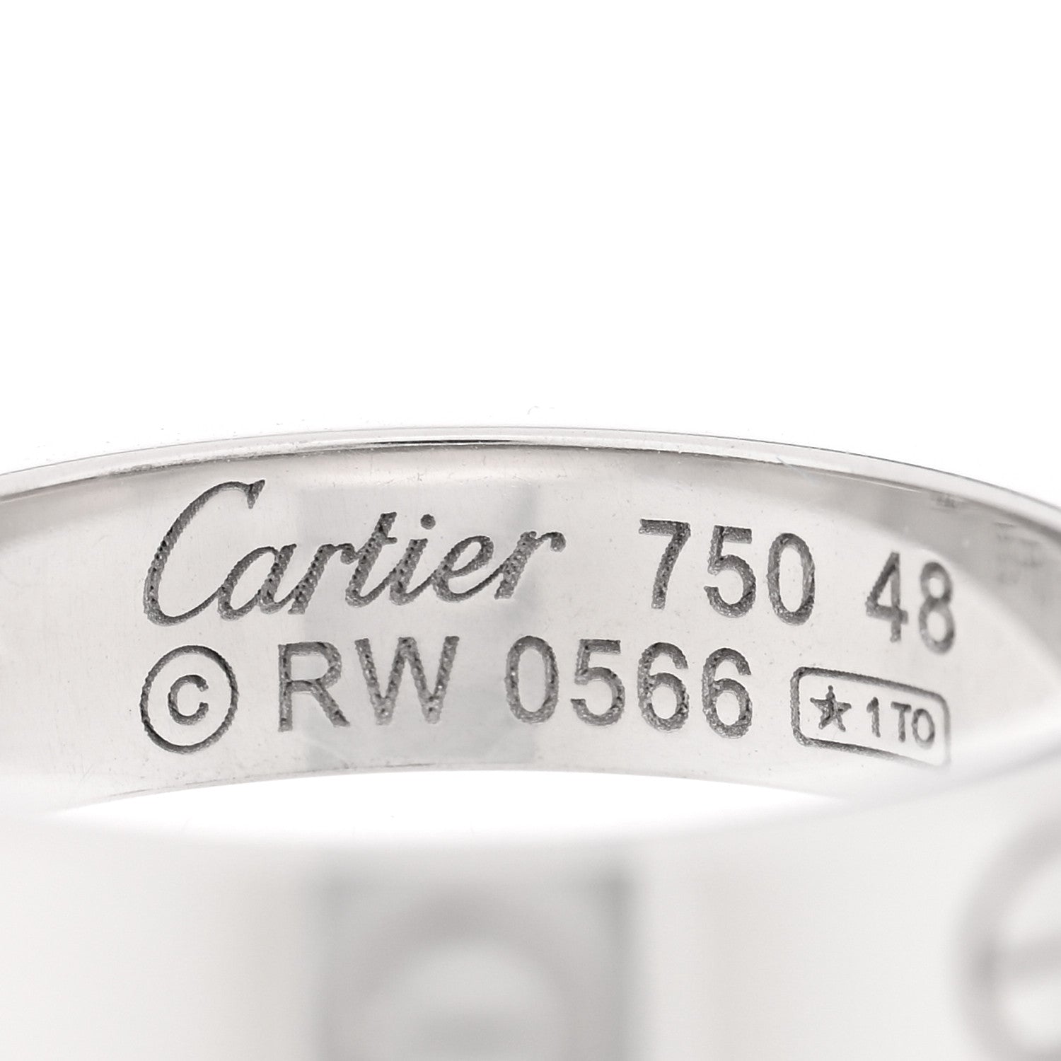 Cartier 18K White Gold Diamond 4mm LOVE Wedding Band Ring 48 4.5 4 of 4