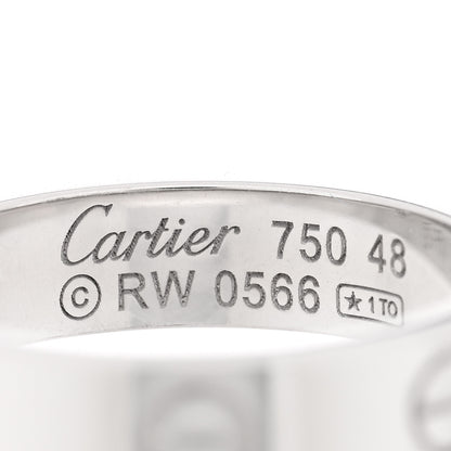 Cartier 18K White Gold Diamond 4mm LOVE Wedding Band Ring 48 4.5 4 of 4