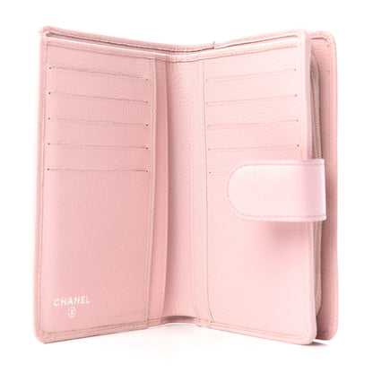 Chanel Goatskin Camellia Embossed French Flap Wallet Pink 5 of 8