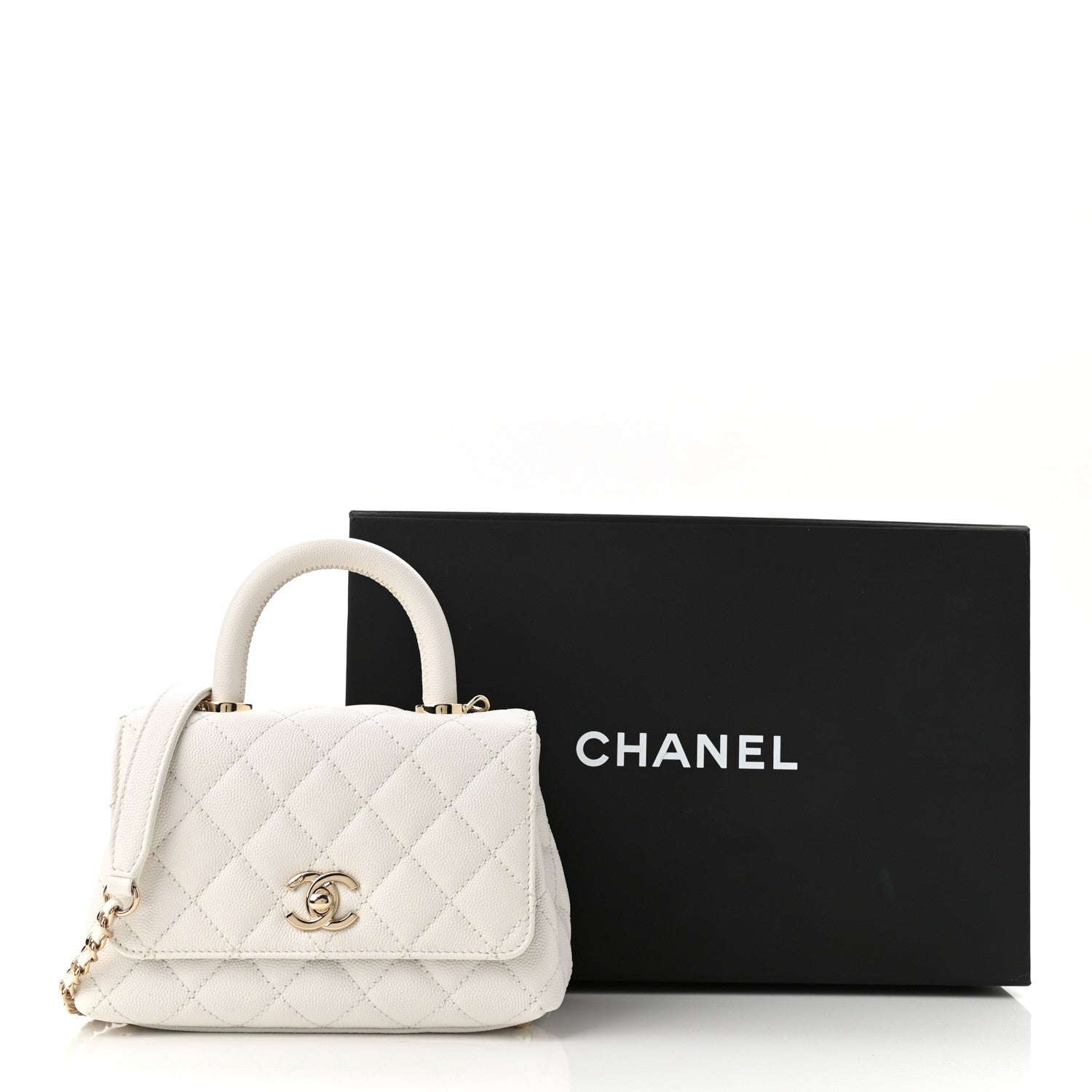 Chanel Caviar Quilted Extra Mini Coco Handle Flap White 11 of 11