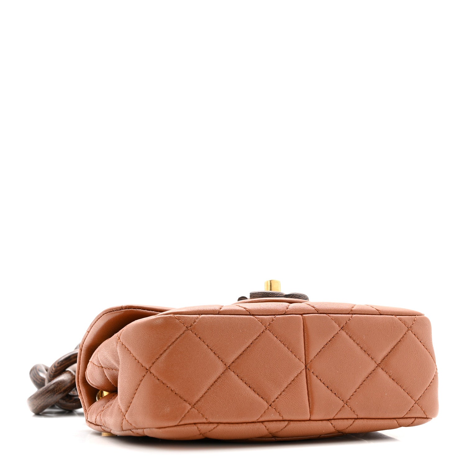 Chanel Lambskin Wenge Quilted Mini Fashion Wood Square Flap Light Brown 4 of 12