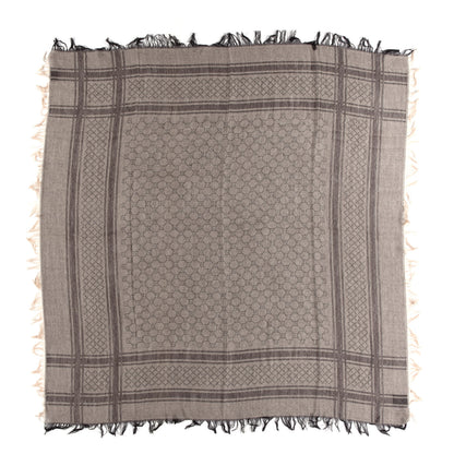 Gucci Wool Silk Monogram Fringe Square Scarf Brown 1 of 4