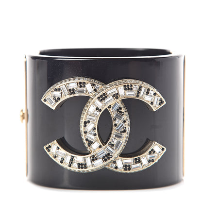 Chanel Resin Baguette Crystal CC Cuff Black 1 of 6