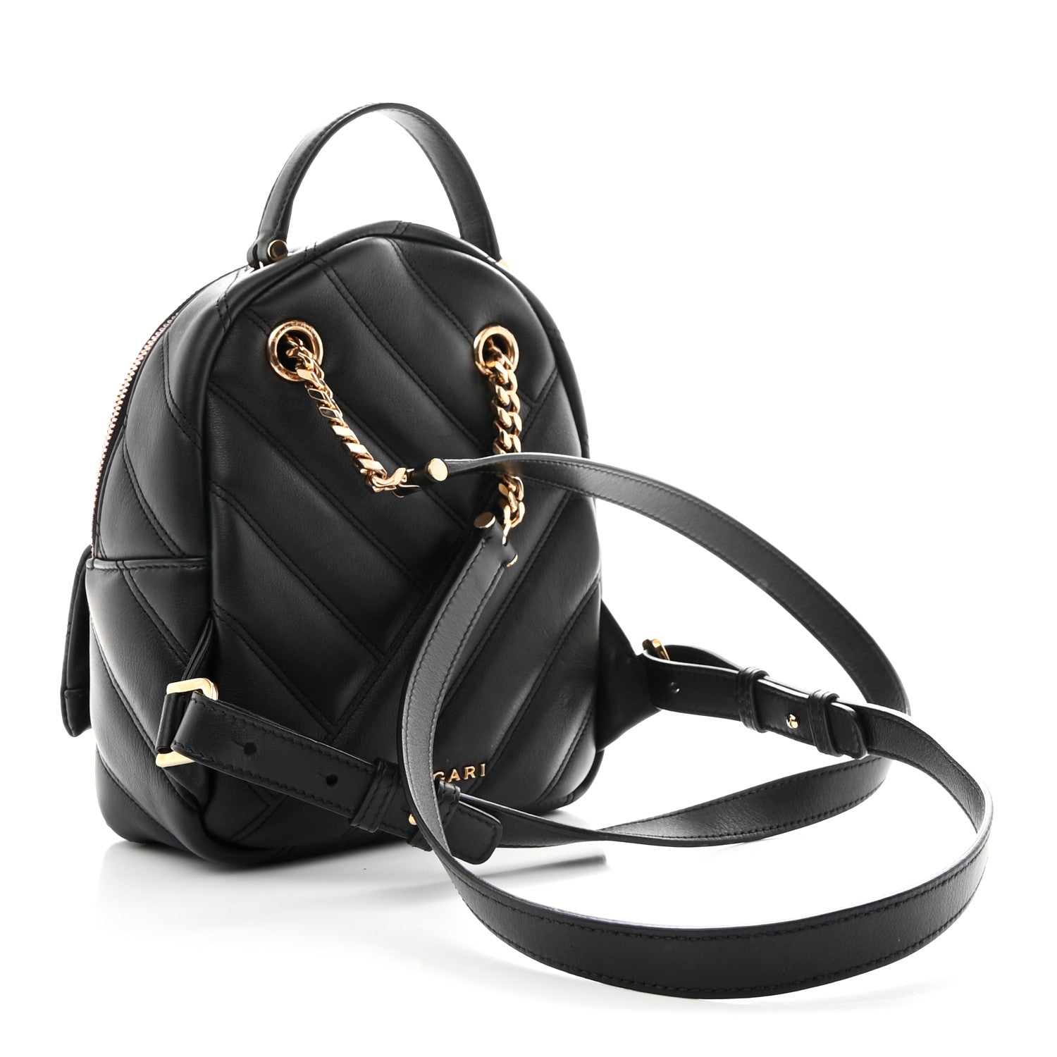 Bulgari Calfskin Matelasse Serpenti Cabochon Backpack Black 5 of 19
