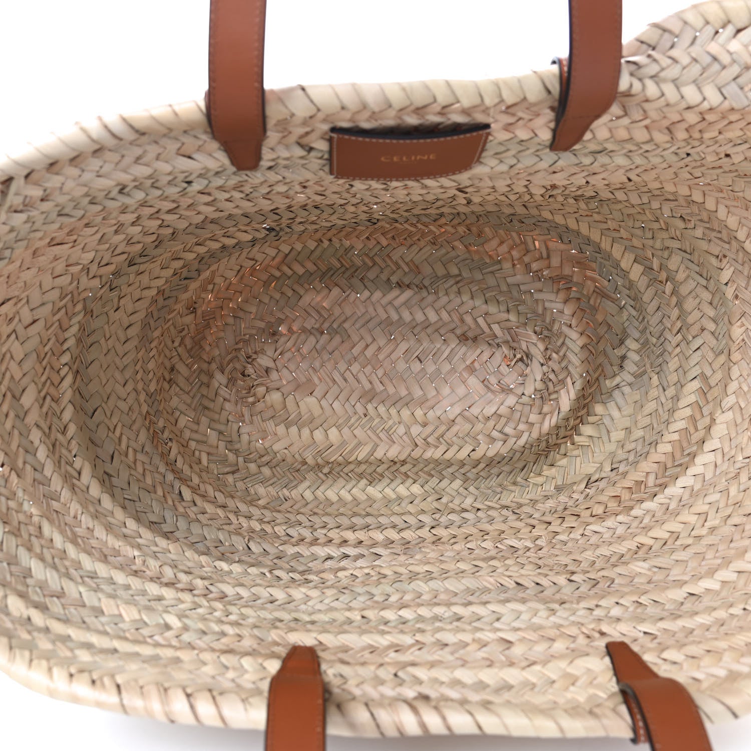 Celine Raffia Calfskin Triomphe Medium Panier Tan 4 of 4