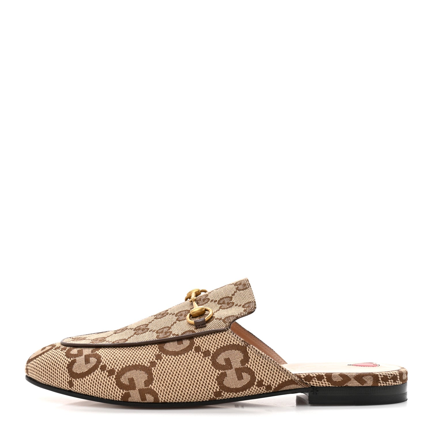 Gucci Monogram Jumbo GG Malaga Kid Womens Princetown Slippers 40.5 Camel Ebony New Acero Beige 1 of 8