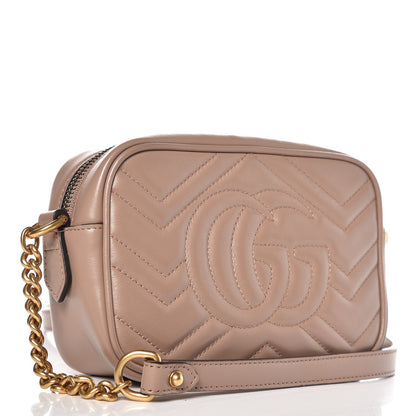 Gucci Calfskin Matelasse Mini GG Marmont Chain Shoulder Bag Nude 3 of 7