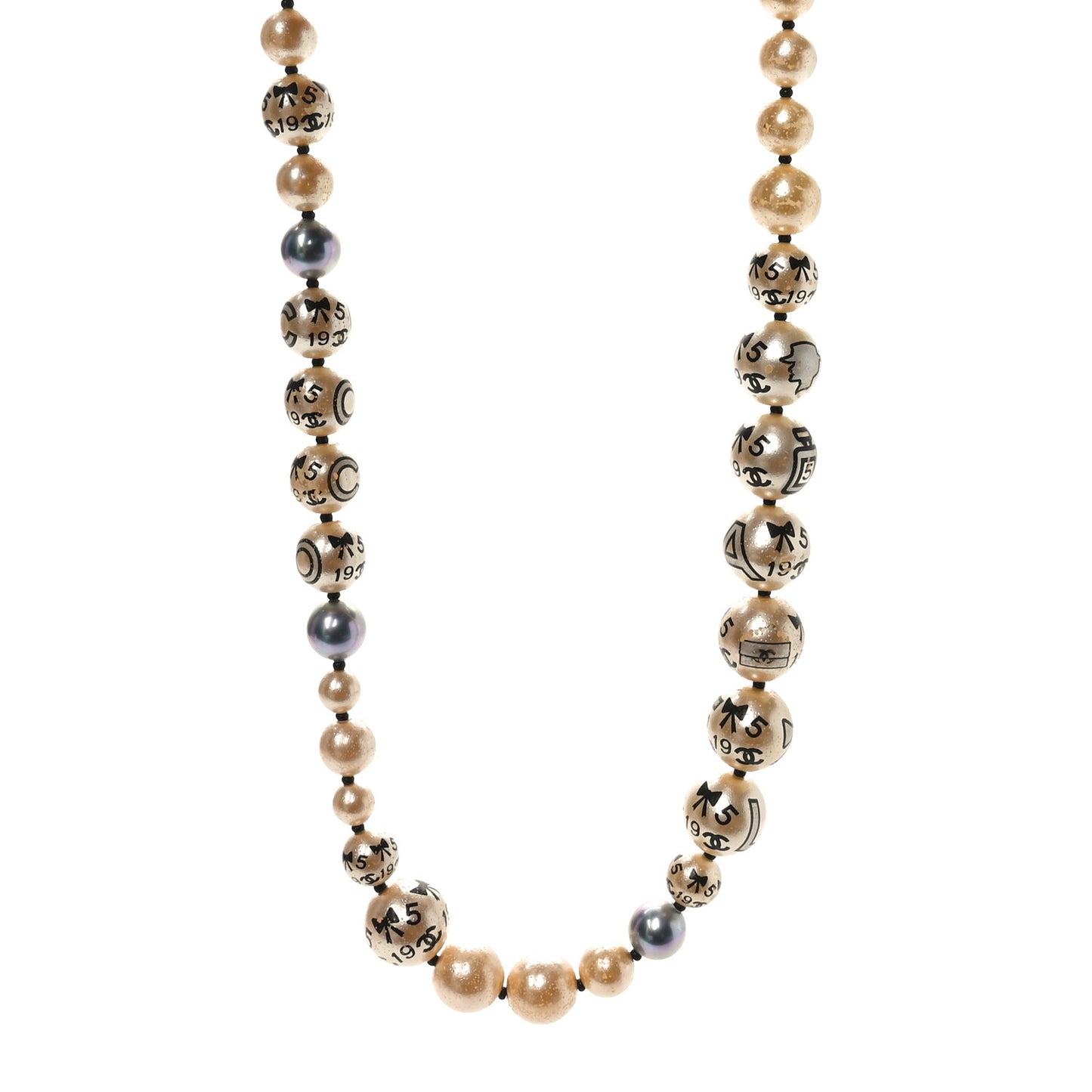 Painted Pearl CC Short Necklace Black Gold