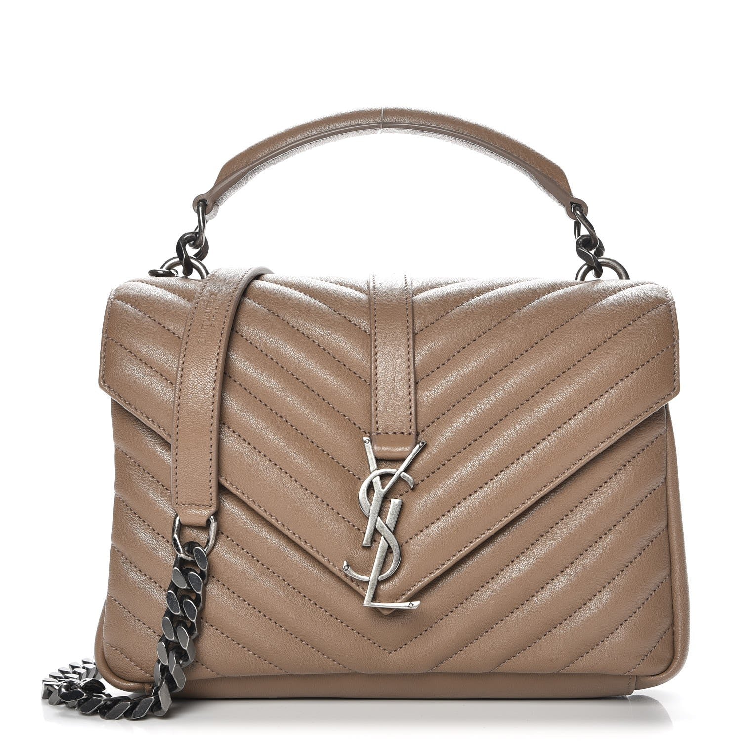 Saint Laurent Sheepskin Matelasse Chevron Monogram Medium College Bag Fard 1 of 7