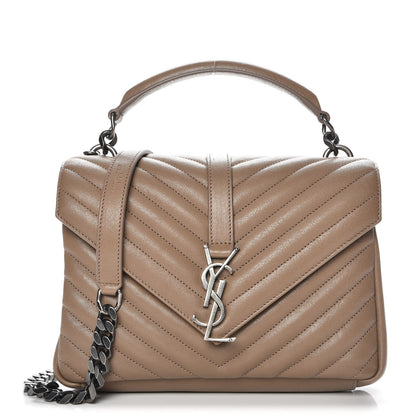 Saint Laurent Sheepskin Matelasse Chevron Monogram Medium College Bag Fard 1 of 7