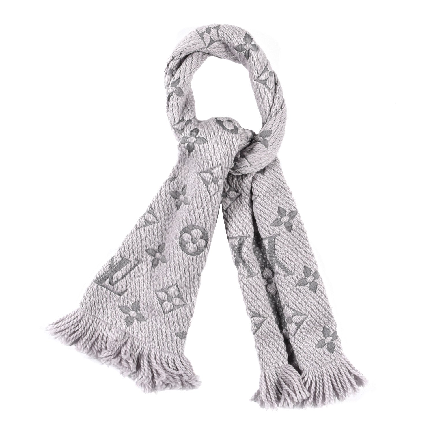 Louis Vuitton Wool Silk Logomania Scarf Pearl Grey 1 of 4