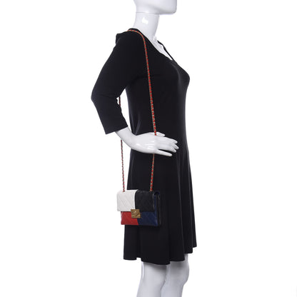 Chanel Lambskin Quilted Tri-Color Pagoda Wallet On Chain WOC Red White Blue Black 2 of 10