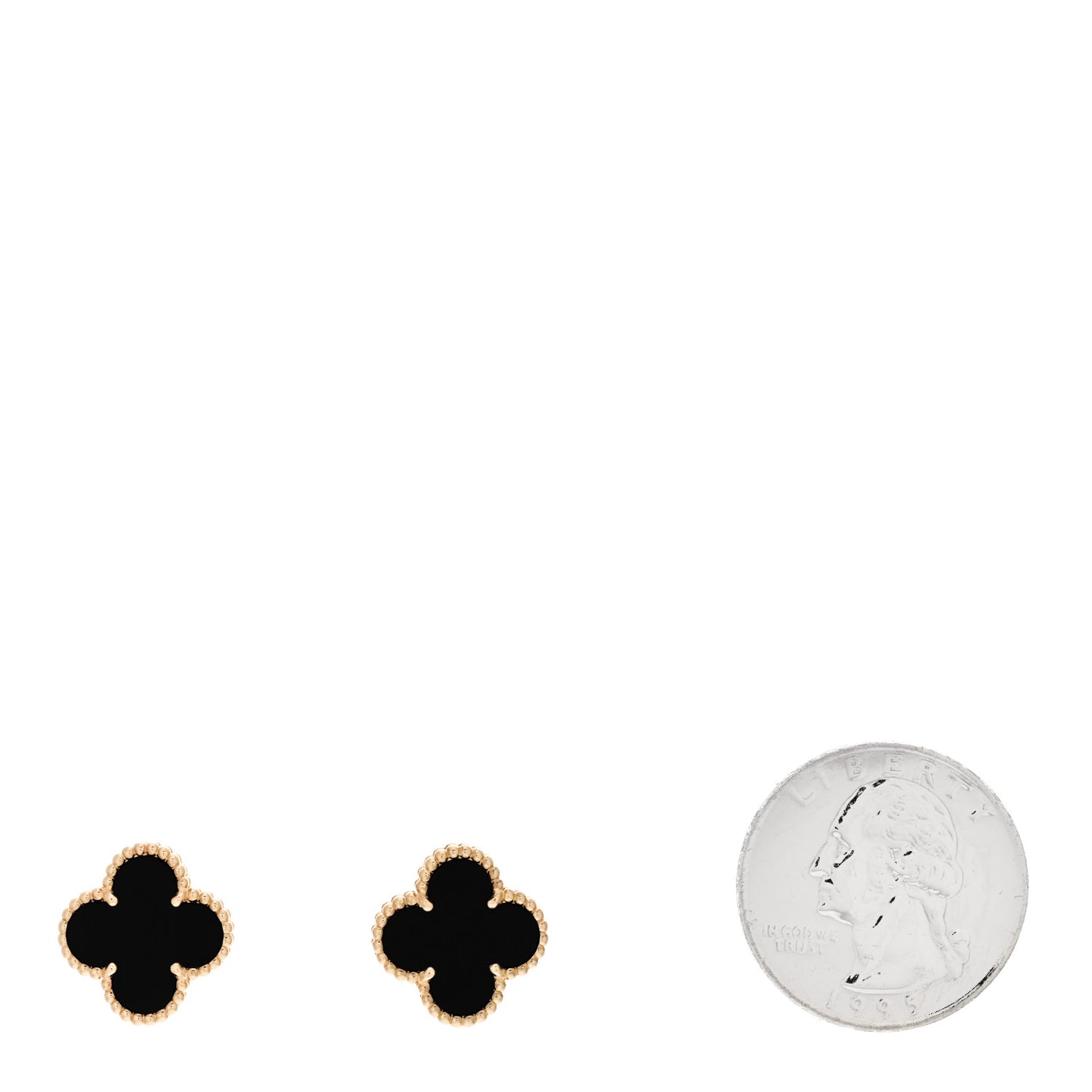 18K Yellow Gold Black Onyx Vintage Alhambra Earrings