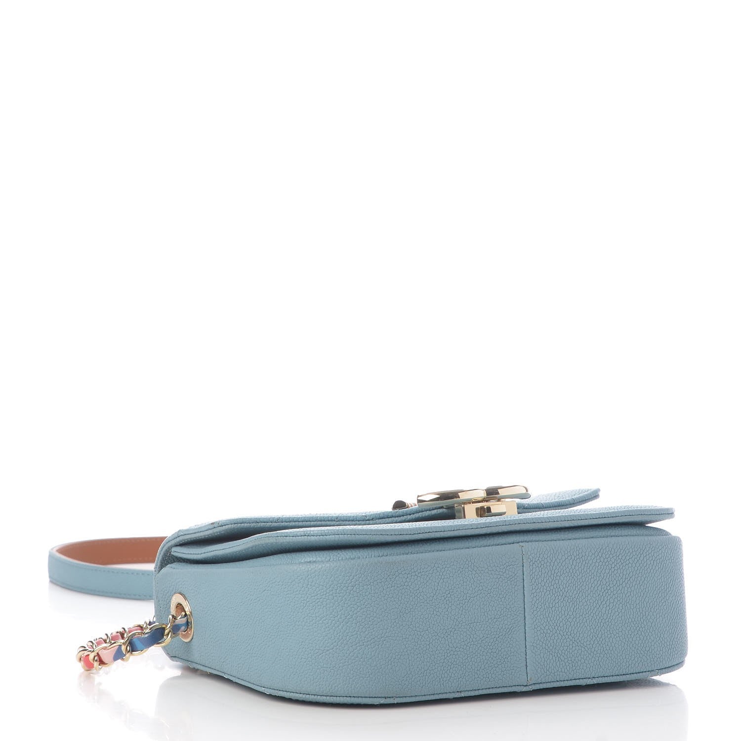 Chanel Grained Calfskin Quilted Small Cuba Top Handle Flap Blue 5 of 9