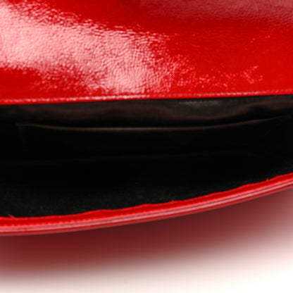 Saint Laurent Textured Patent Monogram Large Belle De Jour Clutch Red 5 of 7