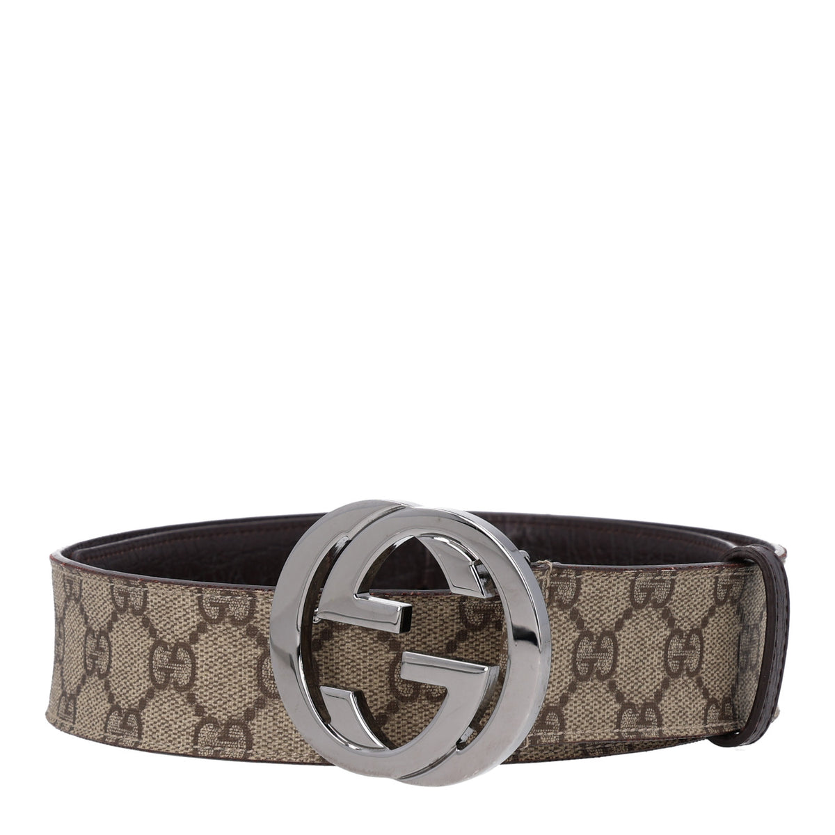 GG Supreme Monogram Calfskin Double G 80 32 Belt Beige Ebony New Acero