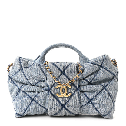 Chanel Washed Denim Quilted Mini Bow Bag Blue 1 of 9