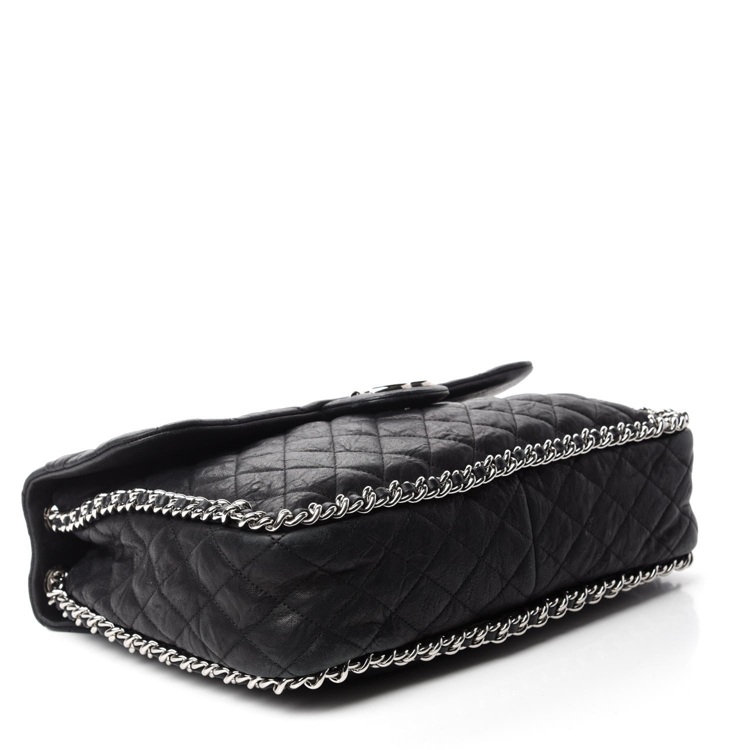 Chanel Washed Lambskin Quilted Maxi Chain Around Flap Black 4 of 10