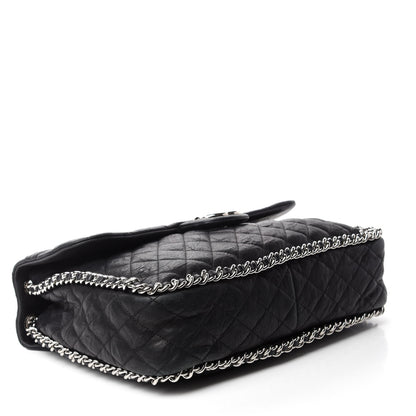 Chanel Washed Lambskin Quilted Maxi Chain Around Flap Black 4 of 10