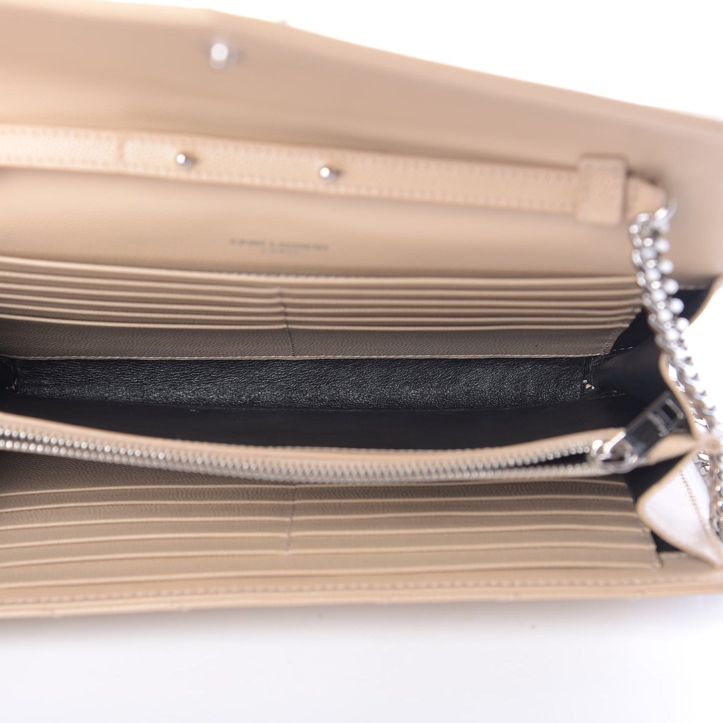 Grain De Poudre Matelasse Chevron Monogram Chain Wallet Nude Powder