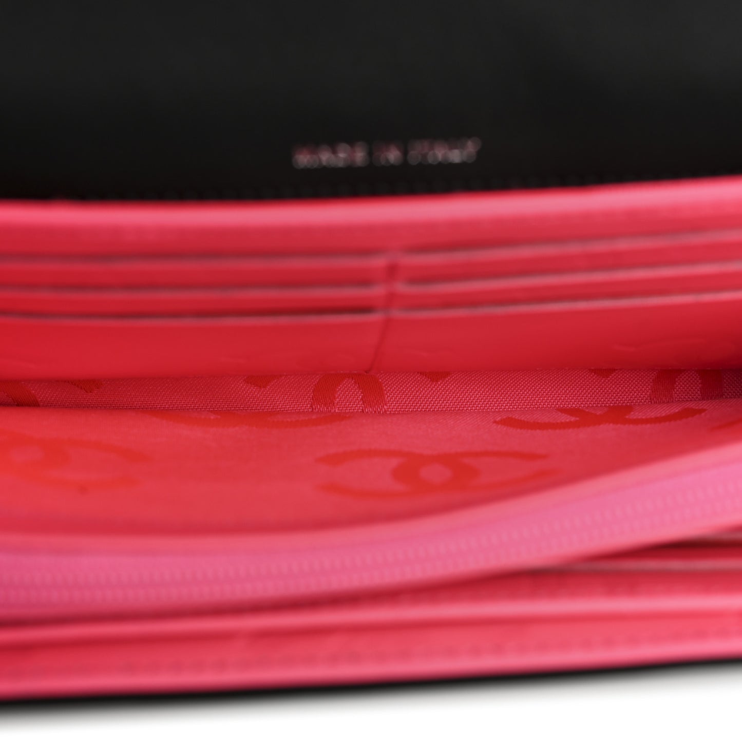 Calfskin Quilted Cambon Gusset Flap Wallet Black