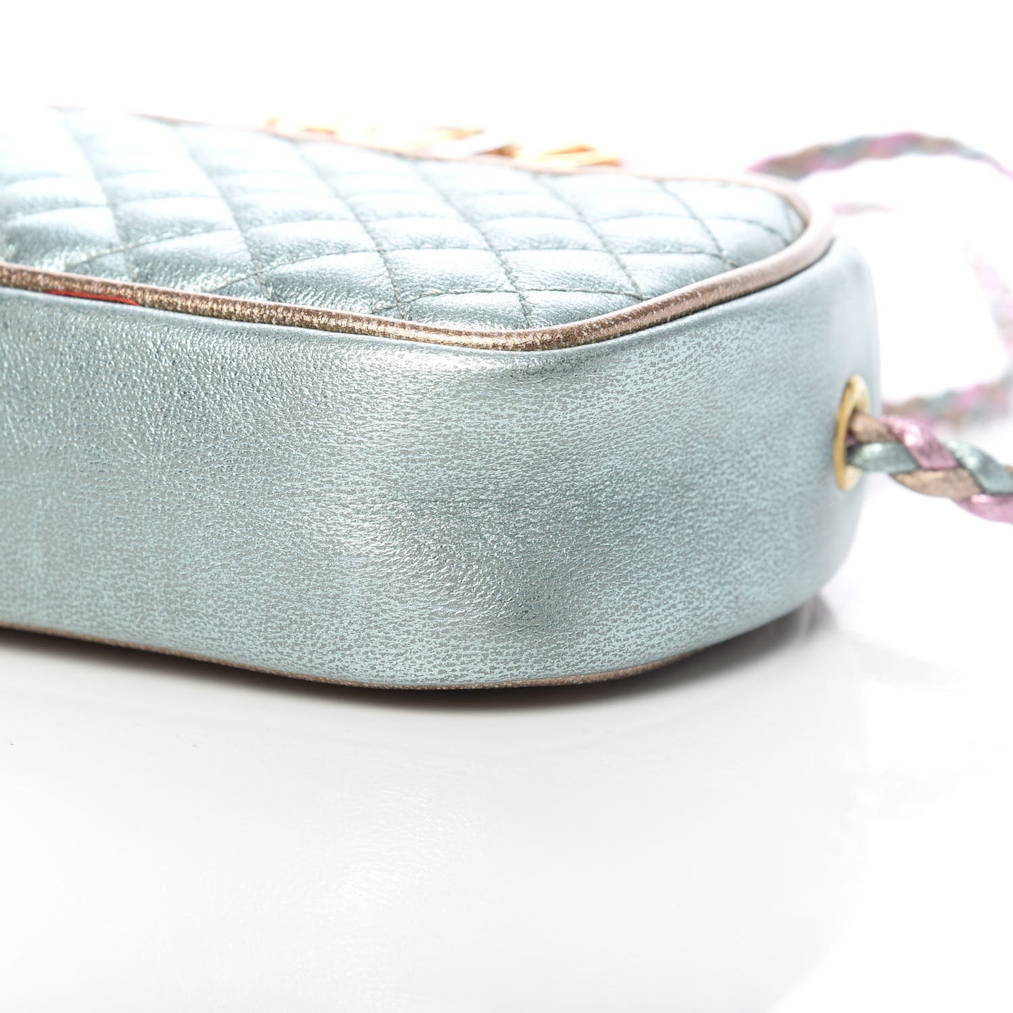 Laminated Nappa Trapuntata Mini Zumi Dome Shoulder Bag Rosa Lago Rame