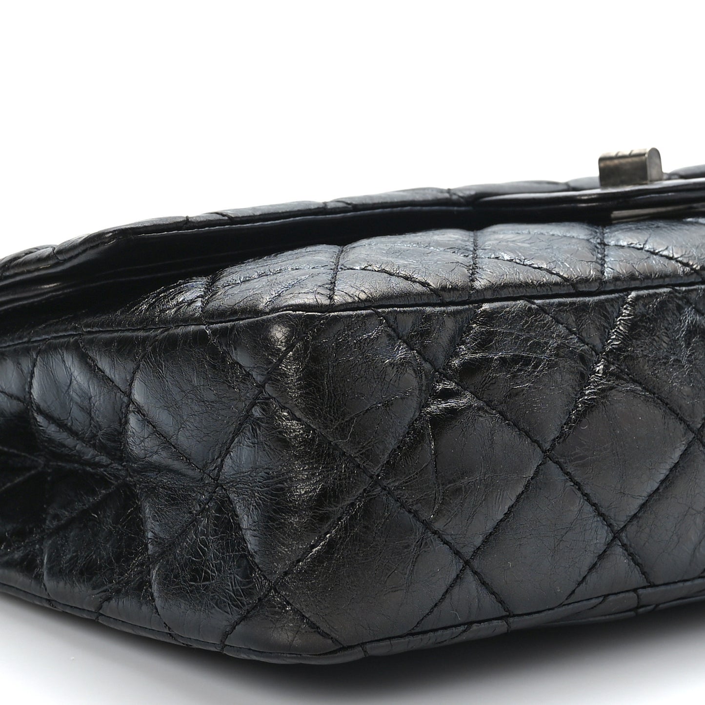 Metallic Aged Calfskin 2.55 Reissue 227 Flap Black
