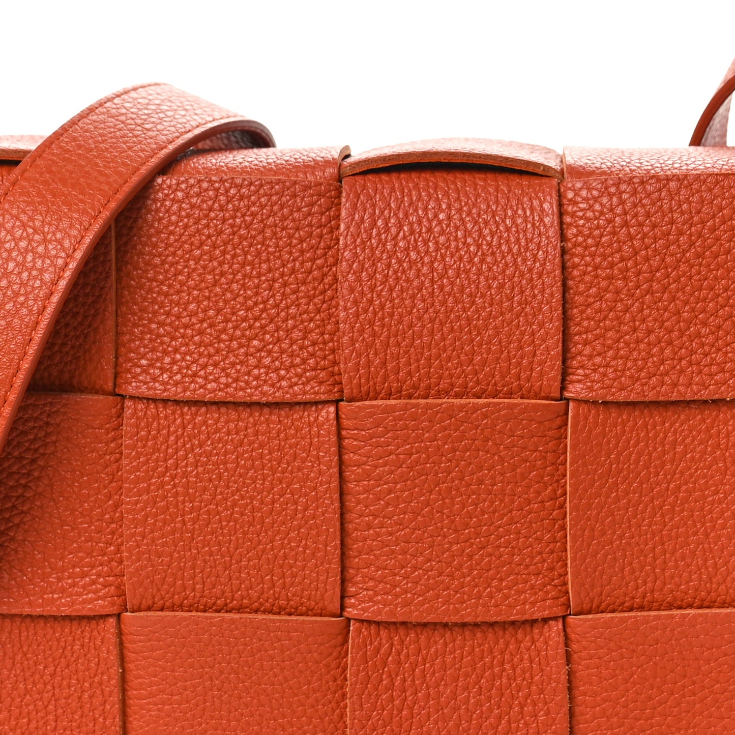 Grained Calfskin Maxi Intrecciato Cassette Crossbody Bag Burned Orange