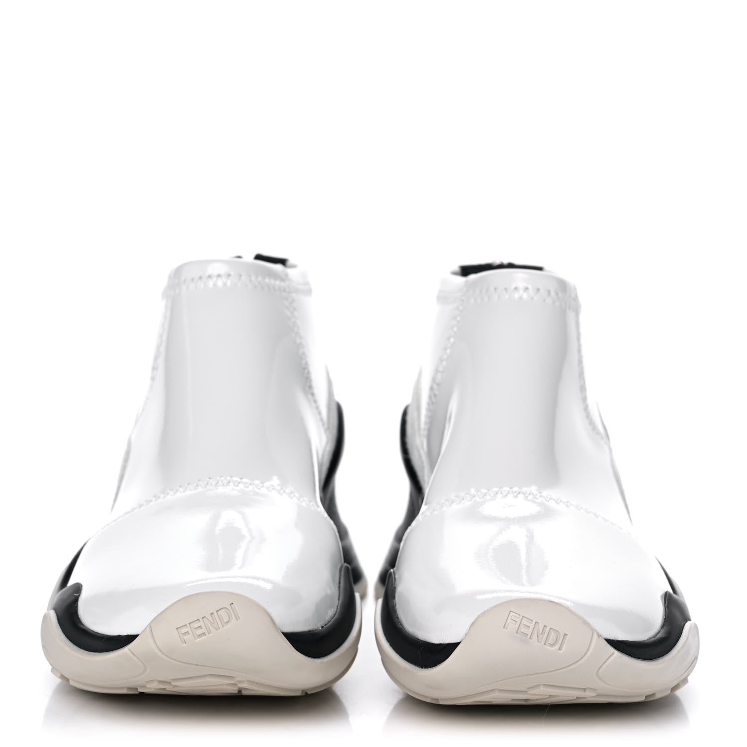 Fendi Vernice High-Tech Womens FFluid Zip Up Sneakers 38 White Black 2 of 10