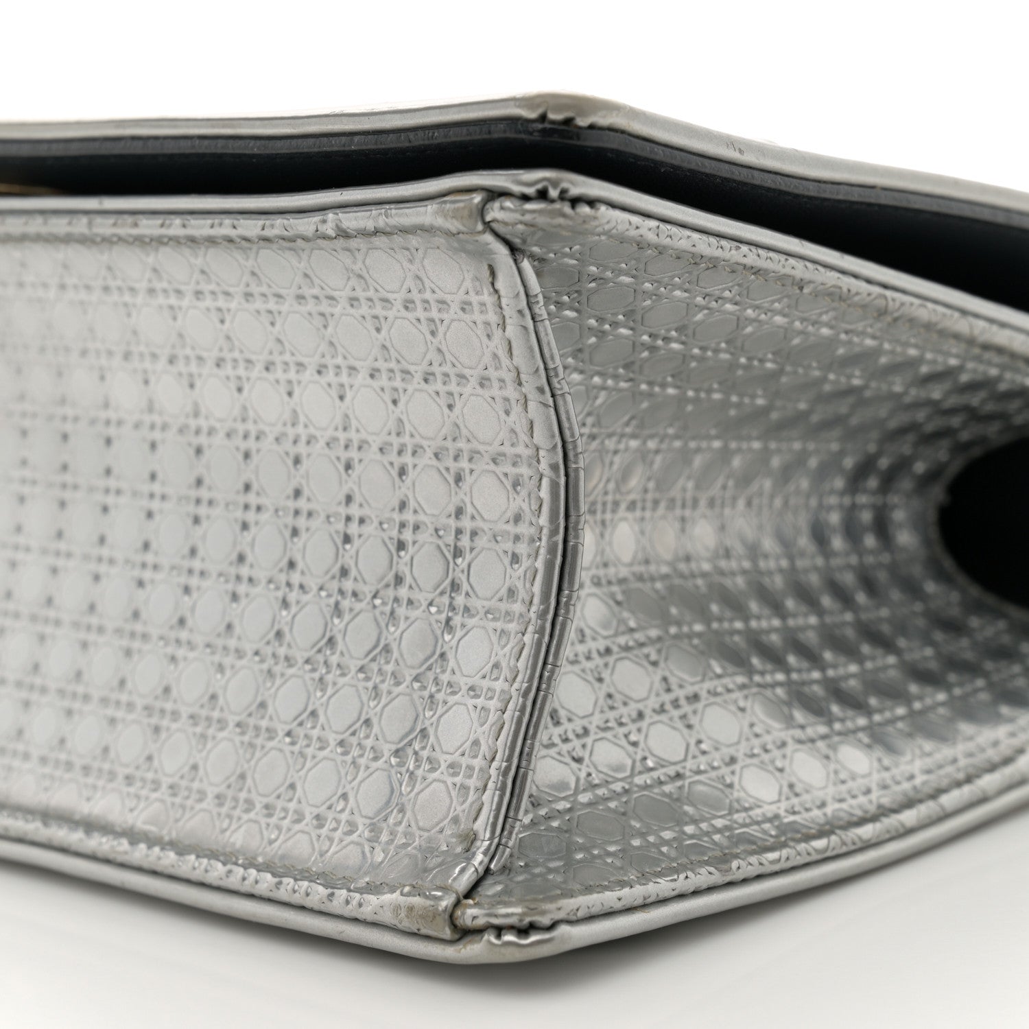 Christian Dior Metallic Patent Micro-Cannage Small Diorama Flap Bag Silver 9 of 14
