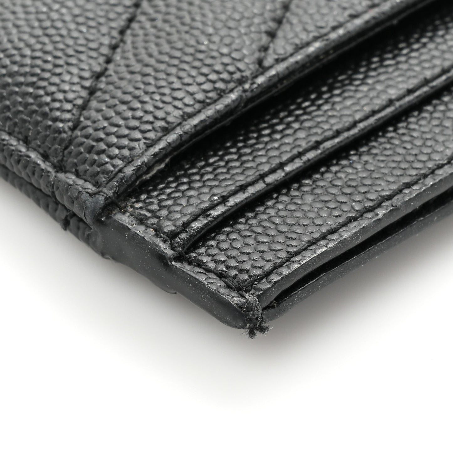 Grain De Poudre Matelasse Chevron Monogram Credit Card Case Black