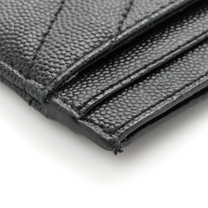 Saint Laurent Grain De Poudre Matelasse Chevron Monogram Credit Card Case Black 15 of 16