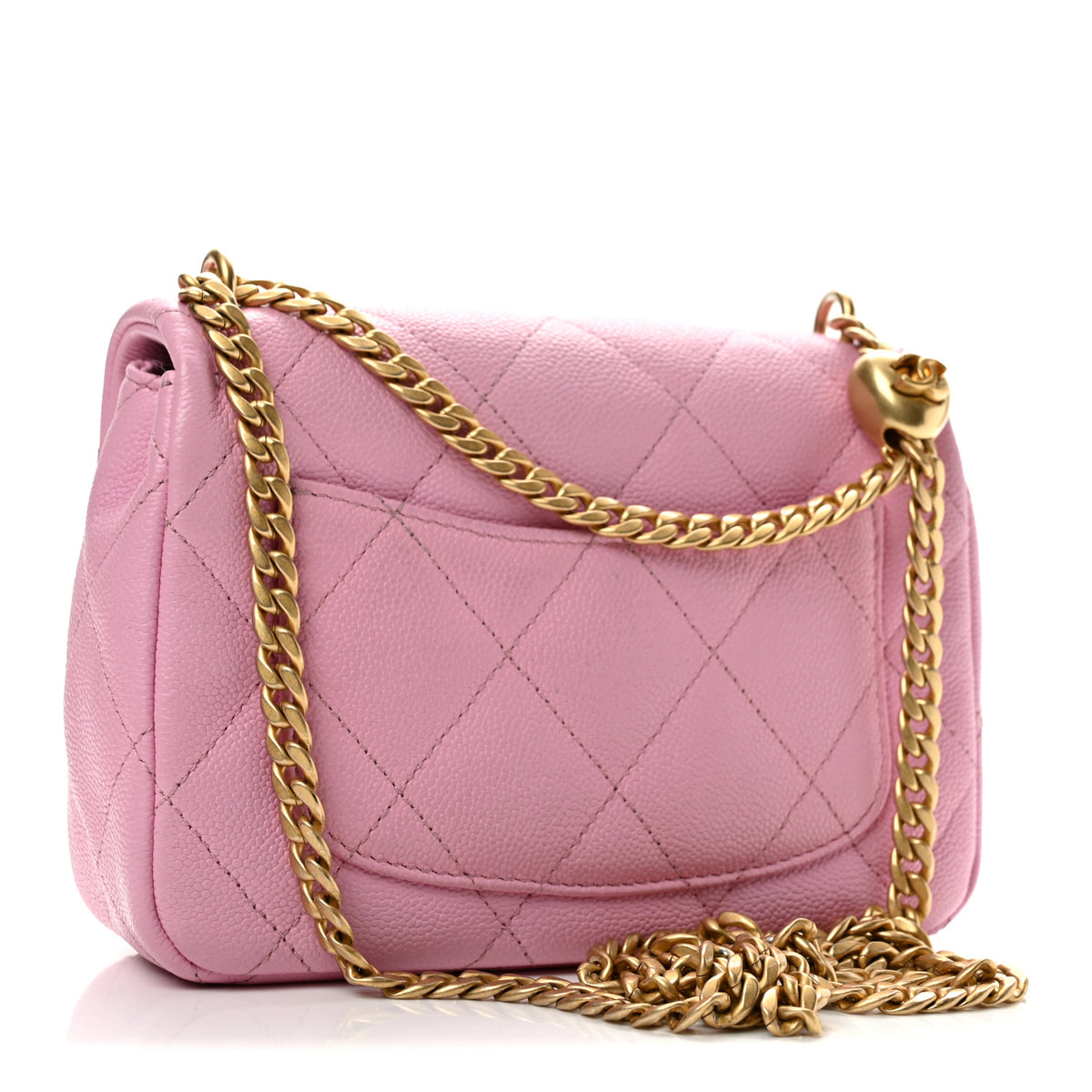Caviar Quilted Mini Sweetheart Flap Lilac