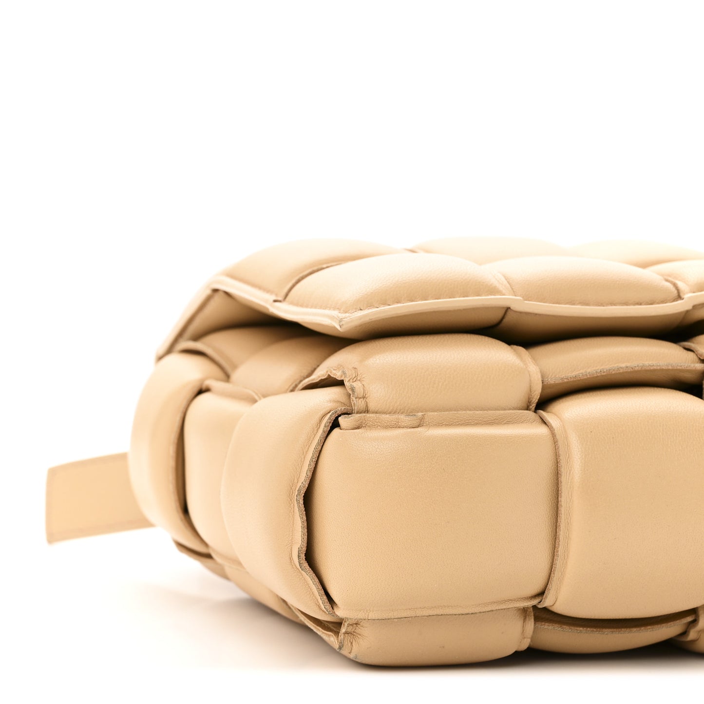 Nappa Maxi Intreccio Small Padded Cassette Crossbody Bag Almond