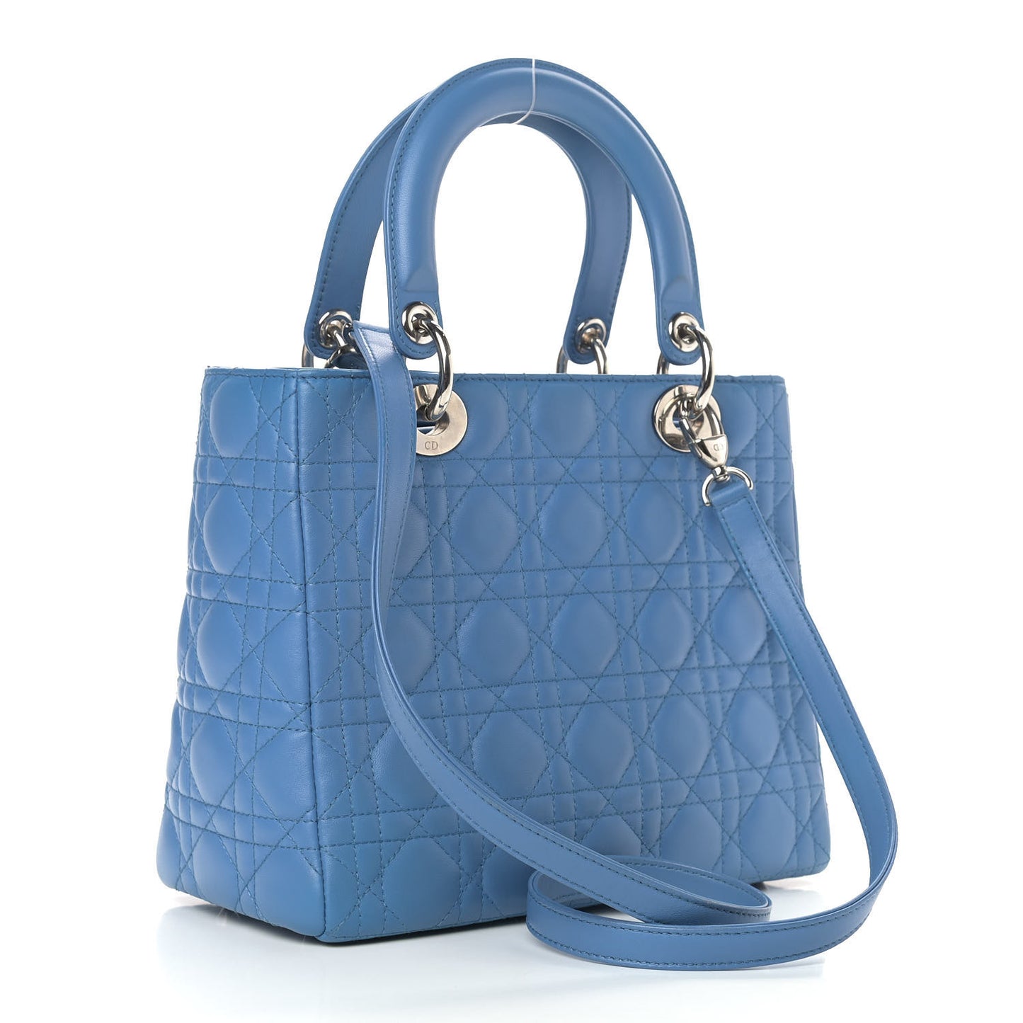 Lambskin Cannage Medium Lady Dior Blue Pastel