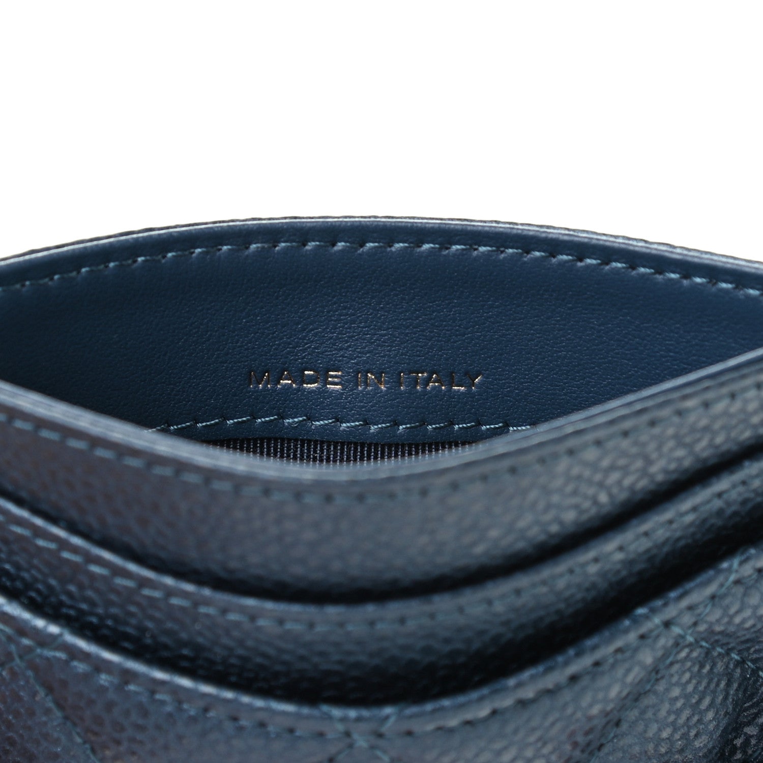 Chanel Metallic Caviar Quilted Card Holder Dark Blue 5 of 6