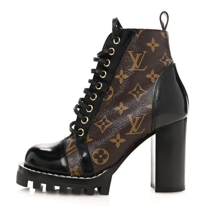 Louis Vuitton Patent Calfskin Monogram Star Trail Ankle Boots 35 Black 1 of 12