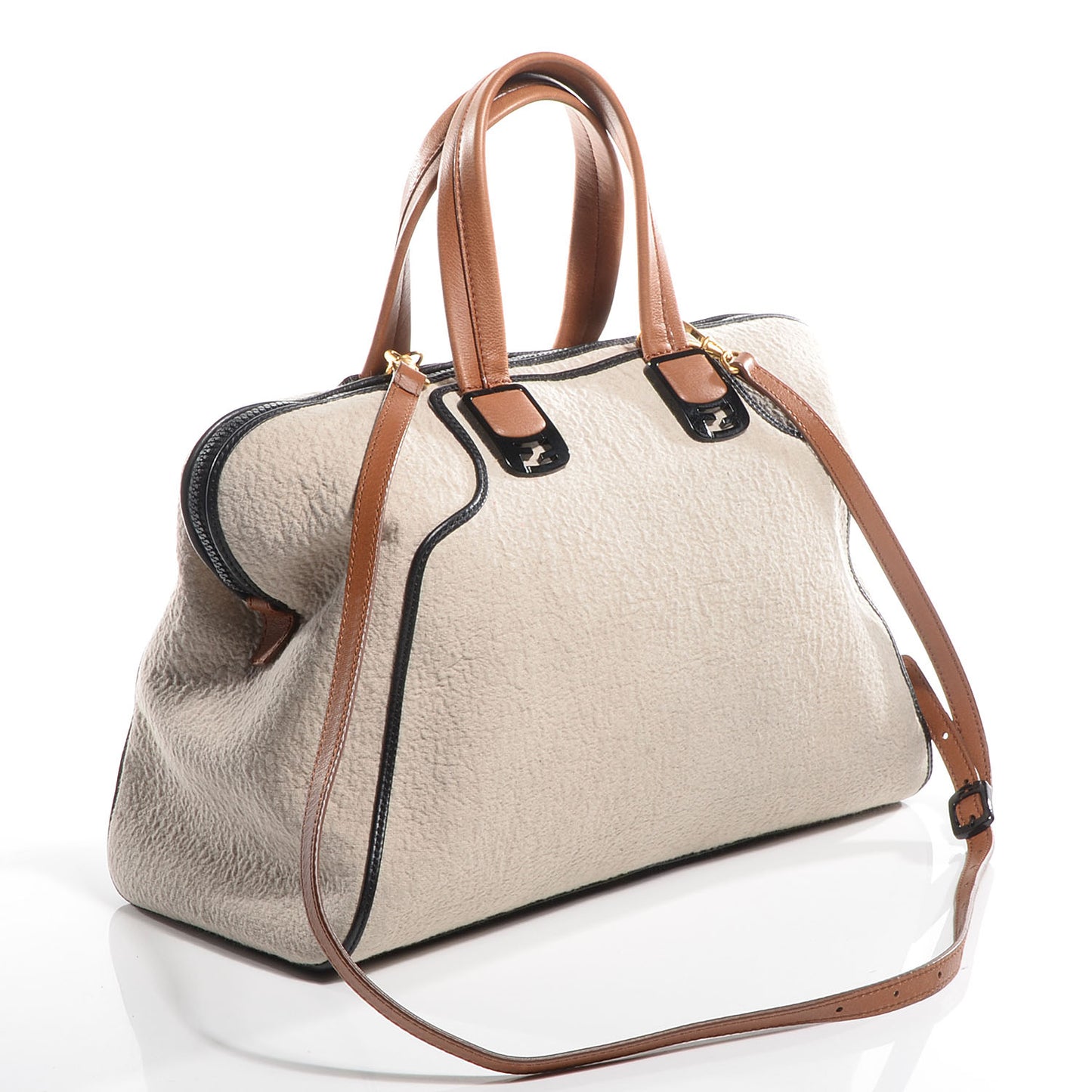 Tessuto Matelasse Chameleon Tote Ecru Black