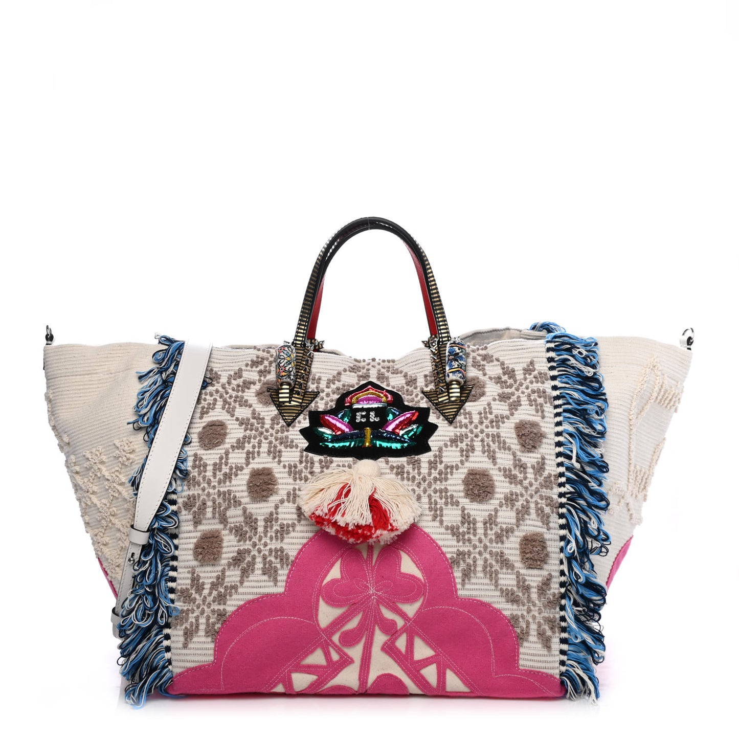 Cotton Embroidered Portugaba Tote Ivory Multi
