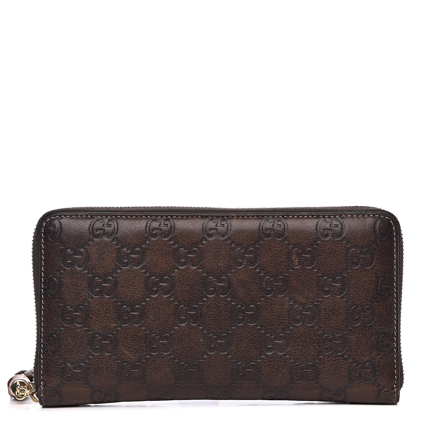 Guccissima Bamboo Tassel Zip Around Wallet Brown