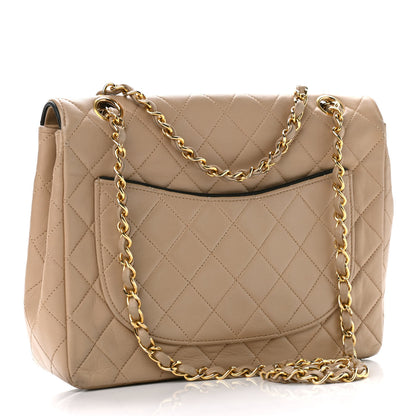 Chanel Lambskin Quilted Medium Single Flap Beige Black 3 of 10