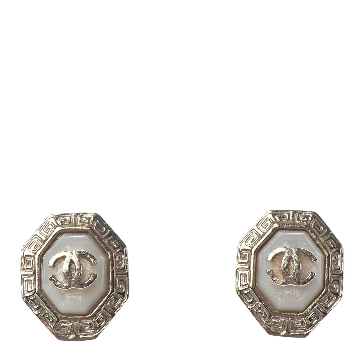 Enamel CC Earrings White Gold