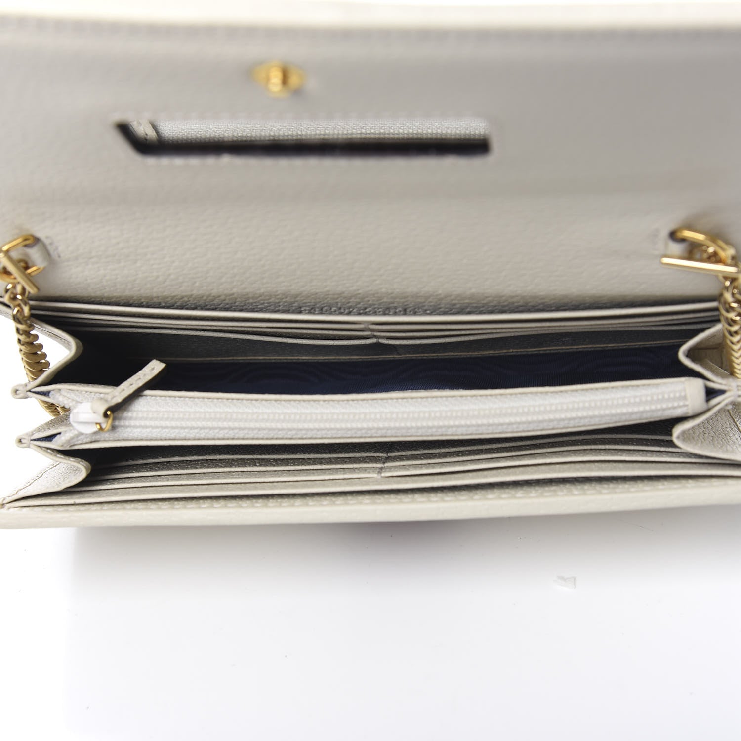 Gucci Textured Calfskin Web Ophidia Wallet On Chain Mystic White 4 of 10