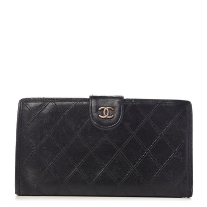 Chanel Lambskin Diamond Stitched French Wallet Black 1 of 19