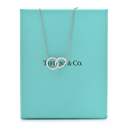 Tiffany 18K White Gold Diamond Double Interlocking Circles Pendant Necklace 6 of 6