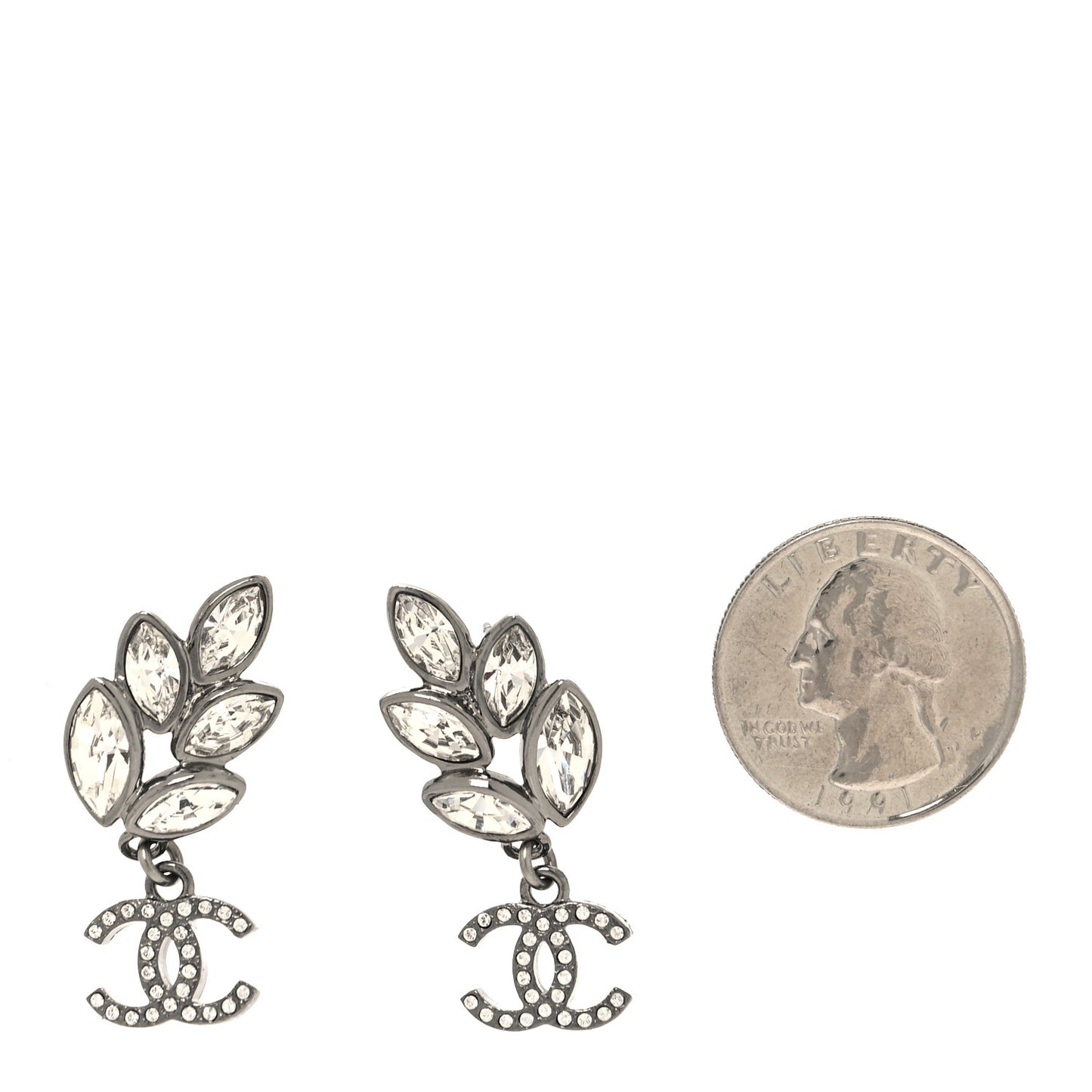 Crystal Sparkling Wheat CC Drop Earrings Silver