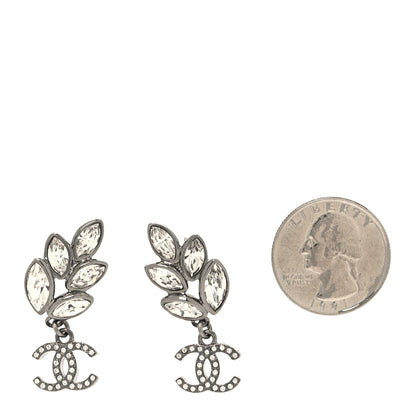 Chanel Crystal Sparkling Wheat CC Drop Earrings Silver 2 of 5